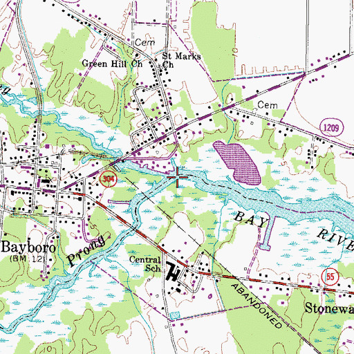 Topographic Map of North Prong Bay River, NC