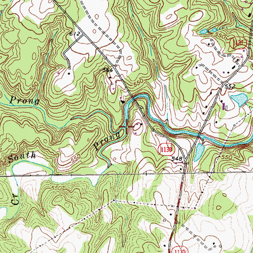 Topographic Map of North Prong Stinking Quarter Creek, NC