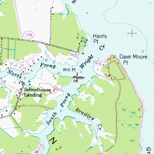 Topographic Map of North Prong Wright Creek, NC