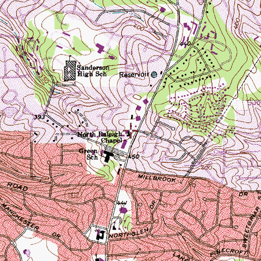 Topographic Map of North Raleigh Chapel, NC