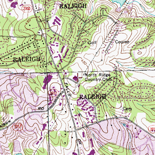 Topographic Map of North Ridge Country Club, NC