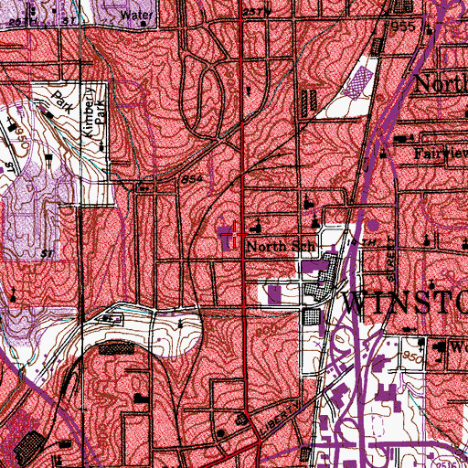 Topographic Map of North School, NC