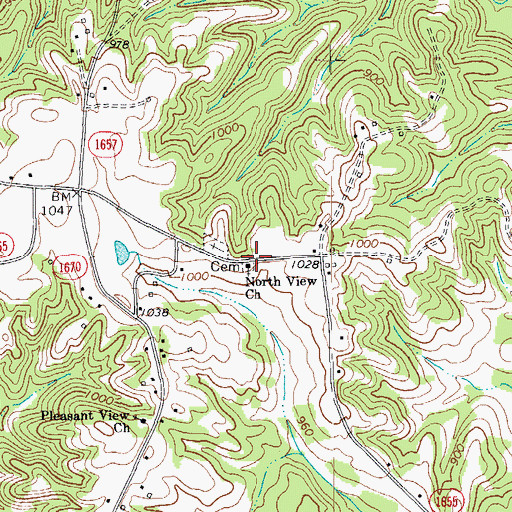 Topographic Map of North View Church, NC