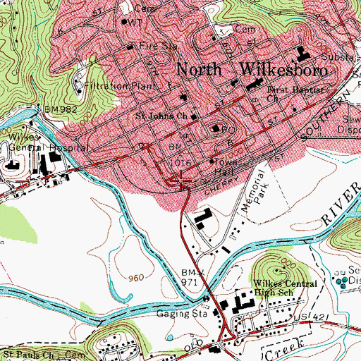 Topographic Map of North Wilkesboro, NC