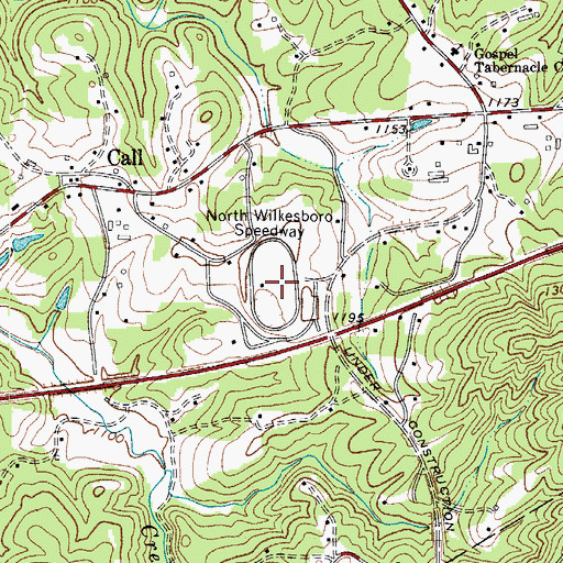 Topographic Map of North Wilkesboro Speedway, NC