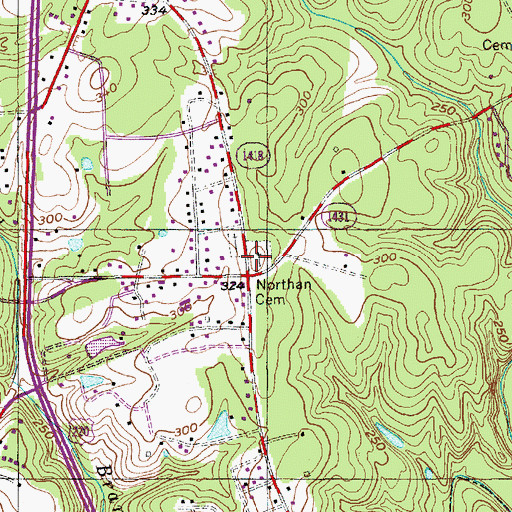 Topographic Map of Northan Cemetery, NC