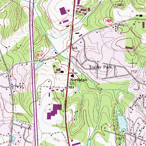Topographic Map of Northdale Church, NC