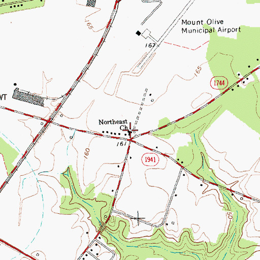 Topographic Map of Northeast Church, NC