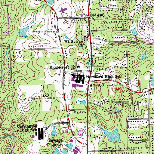 Topographic Map of Northern High School, NC
