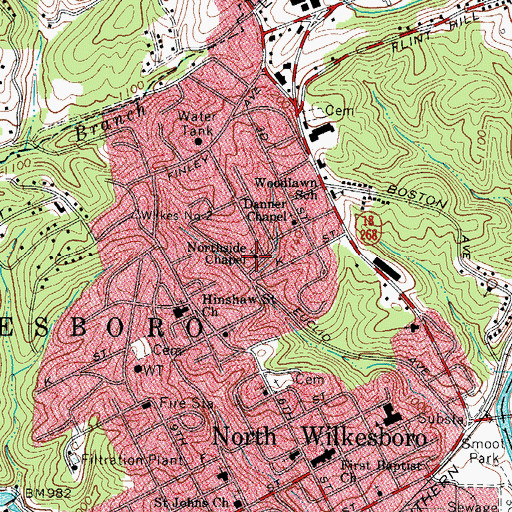Topographic Map of Northside Chapel, NC