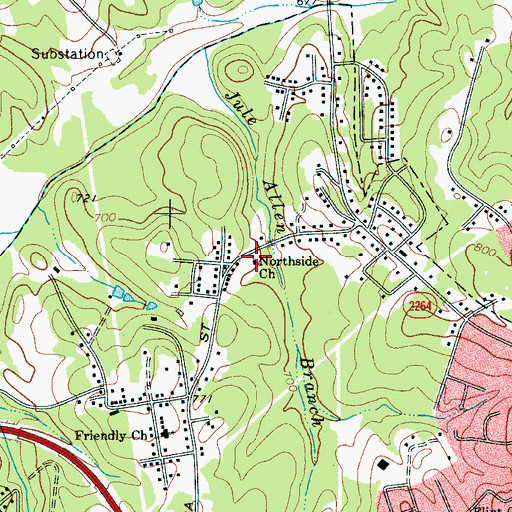 Topographic Map of Northside Church, NC