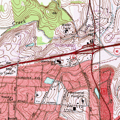 Topographic Map of Northview School, NC
