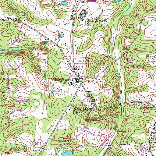 Topographic Map of Northwest Church, NC
