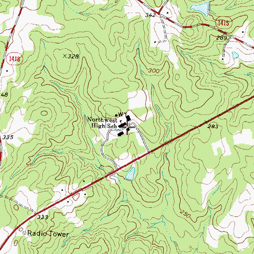 Topographic Map of Northwest High School, NC