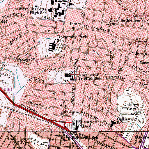 Topographic Map of Northwest School of the Arts High School, NC