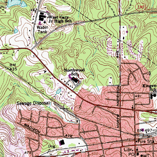 Topographic Map of Northwood School, NC