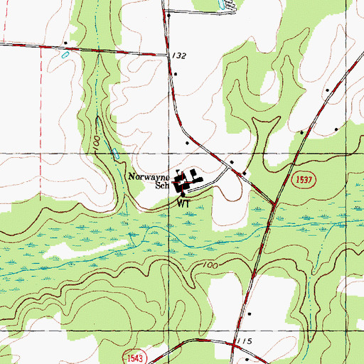 Topographic Map of Norwayne School, NC
