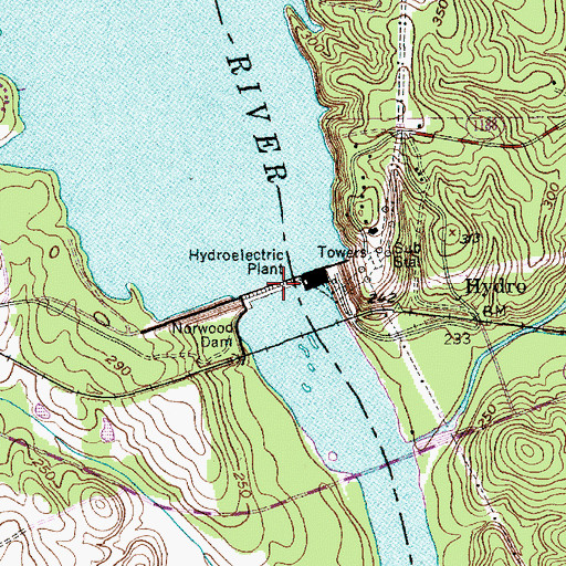 Topographic Map of Norwood Dam, NC