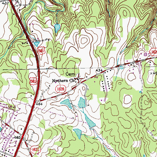 Topographic Map of Nothern Church, NC