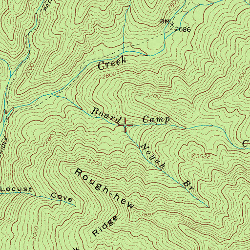Topographic Map of Noyah Branch, NC