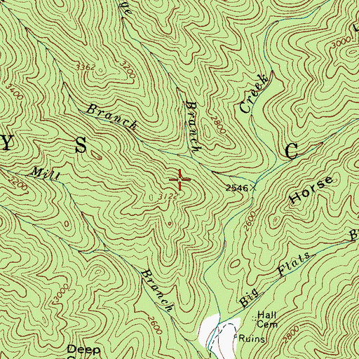 Topographic Map of Nunda Branch, NC