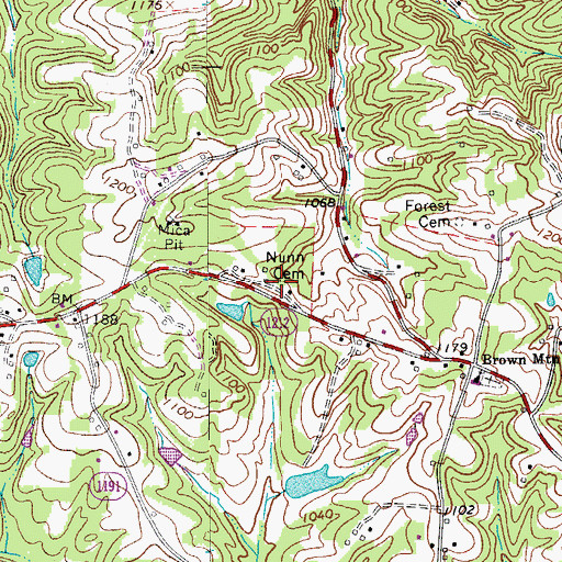 Topographic Map of Nunn Cemetery, NC