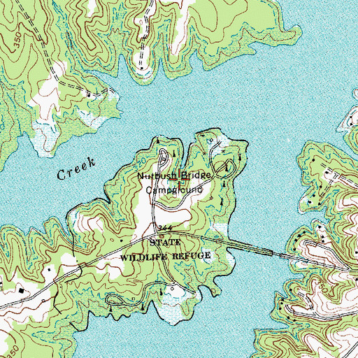 Topographic Map of Nutbush Bridge Campground, NC