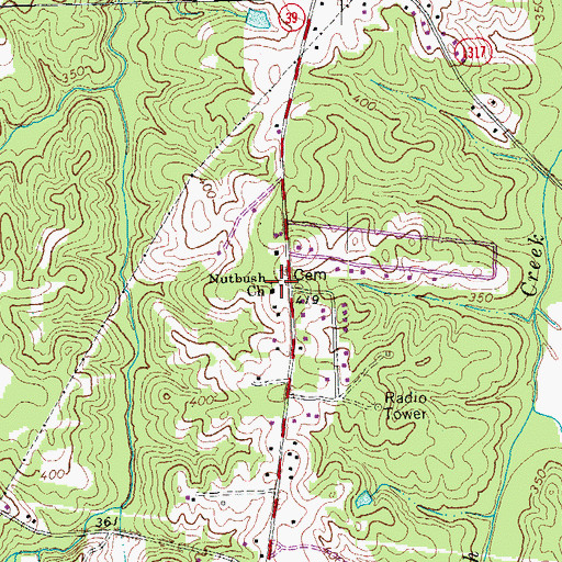 Topographic Map of Nutbush Church, NC