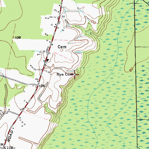 Topographic Map of Nye Cemetery, NC