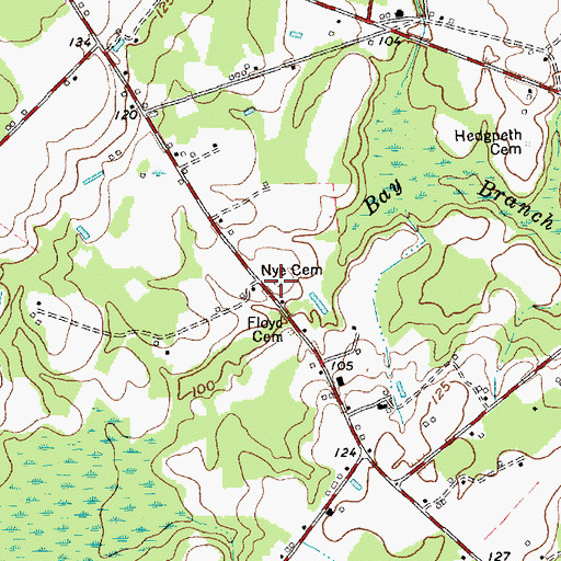 Topographic Map of Nye Cemetery, NC
