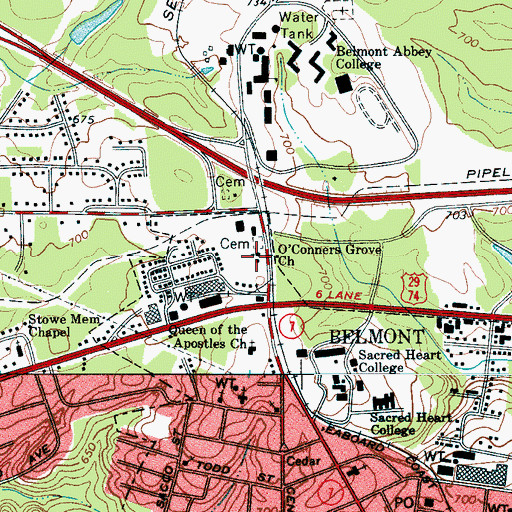 Topographic Map of O'Conners Grove Church, NC