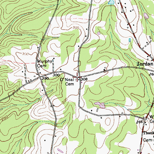 Topographic Map of O'Neal Cemetery, NC
