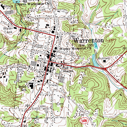 Topographic Map of Oak Chapel, NC