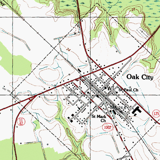 Topographic Map of Oak City, NC
