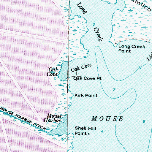 Topographic Map of Oak Cove Point, NC