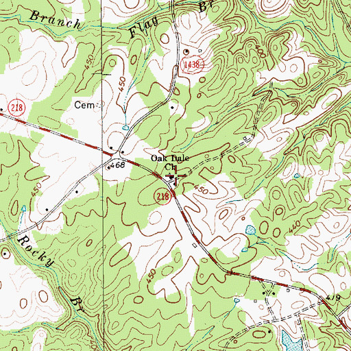 Topographic Map of Oak Dale Church, NC