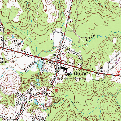 Topographic Map of Oak Grove, NC
