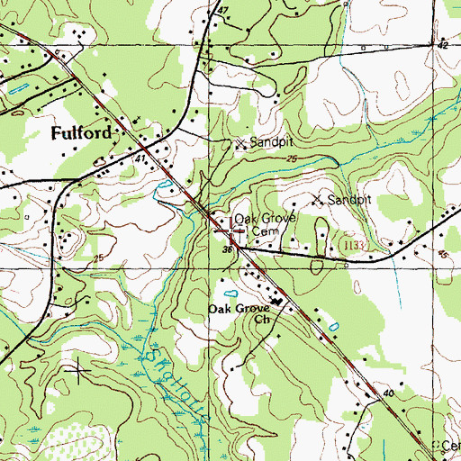 Topographic Map of Oak Grove Church, NC