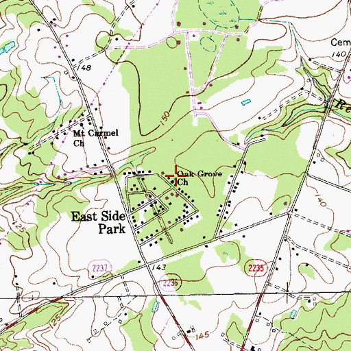 Topographic Map of Oak Grove Church, NC
