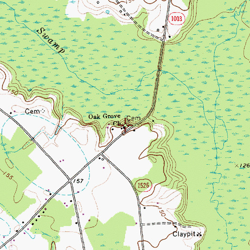 Topographic Map of Oak Grove Church, NC