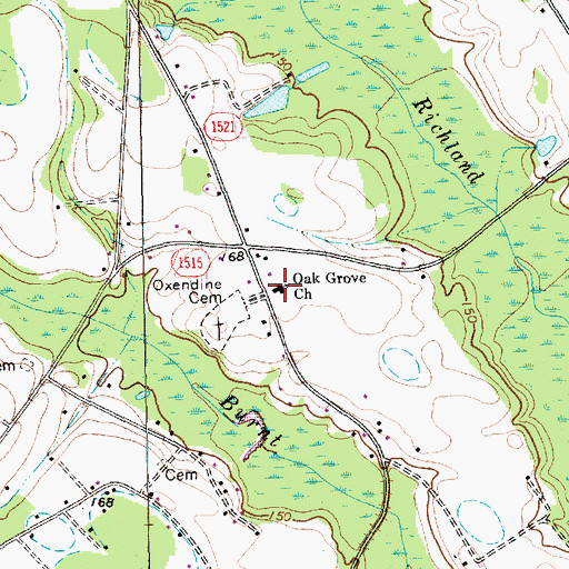 Topographic Map of Oak Grove Church, NC