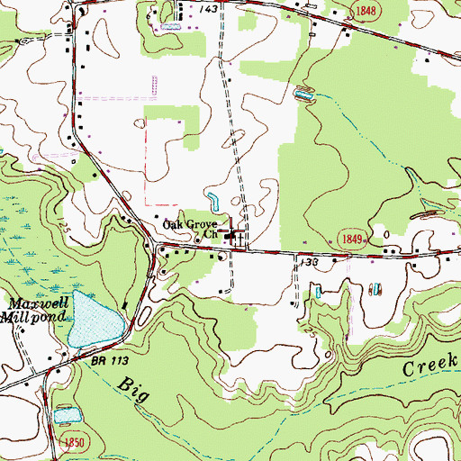Topographic Map of Oak Grove Church, NC