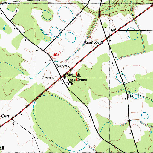 Topographic Map of Oak Grove Church, NC