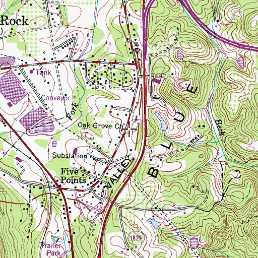 Topographic Map of Oak Grove Church, NC