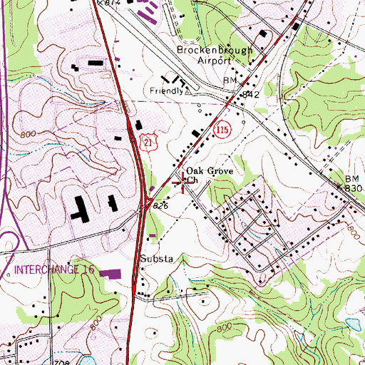 Topographic Map of Oak Grove Church, NC