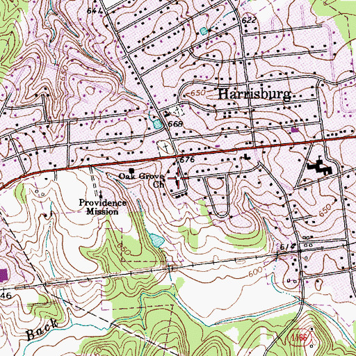 Topographic Map of Oak Grove Church, NC