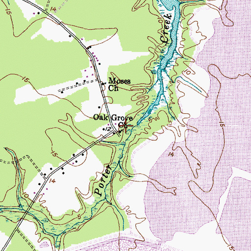 Topographic Map of Oak Grove Church, NC