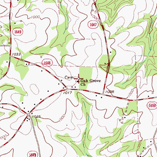 Topographic Map of Oak Grove Church, NC