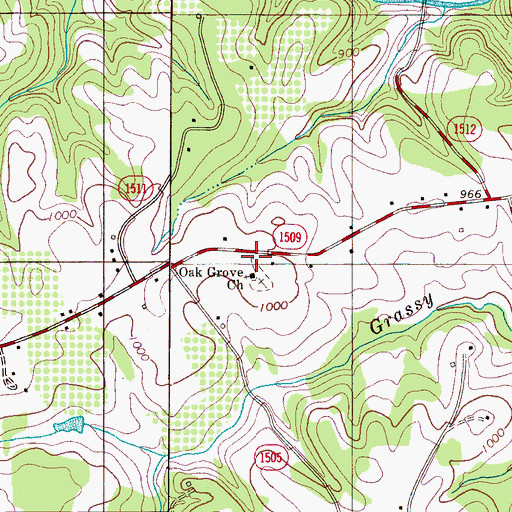 Topographic Map of Oak Grove Church, NC