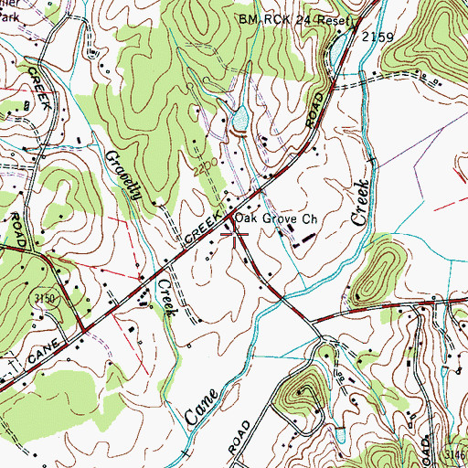 Topographic Map of Oak Grove Church, NC